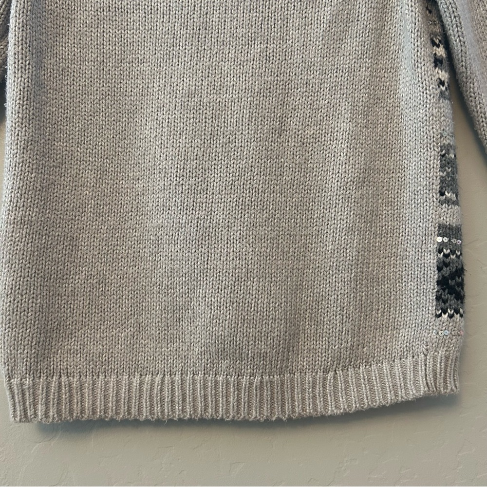 Old Navy womens gray fair isle crewneck knit sweater with sequins size small - Picture 7 of 16